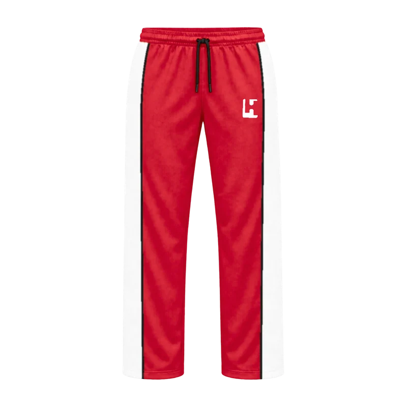 Custom Cricket Coloured Playing Pants in Red / White, front