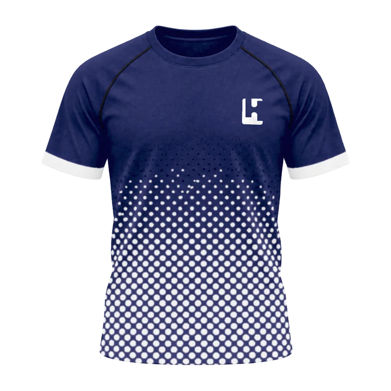 Custom Cricket Training Shirt in Navy / White, front