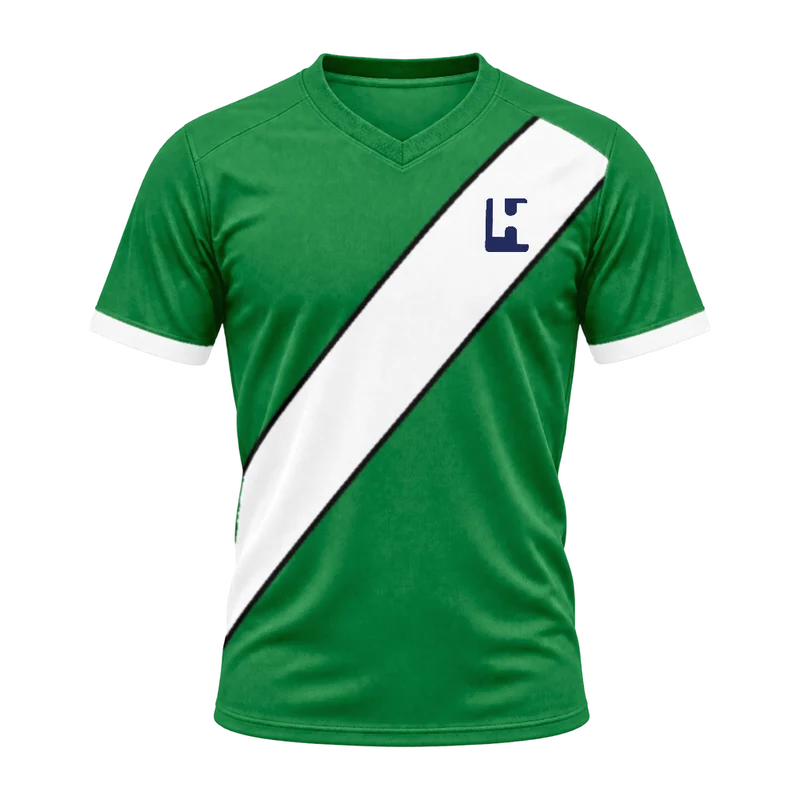 Custom football match jersey in Green / White
