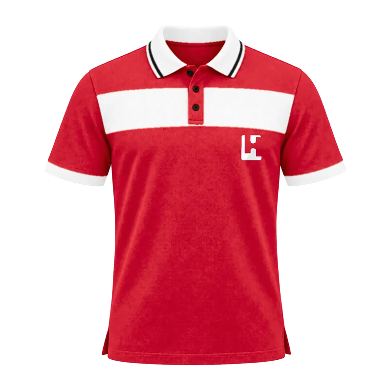 Custom Club Polo in Red / White, front