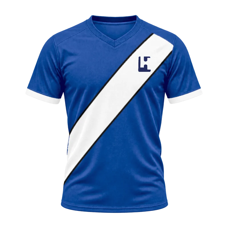 Custom football match jersey in Royal / White