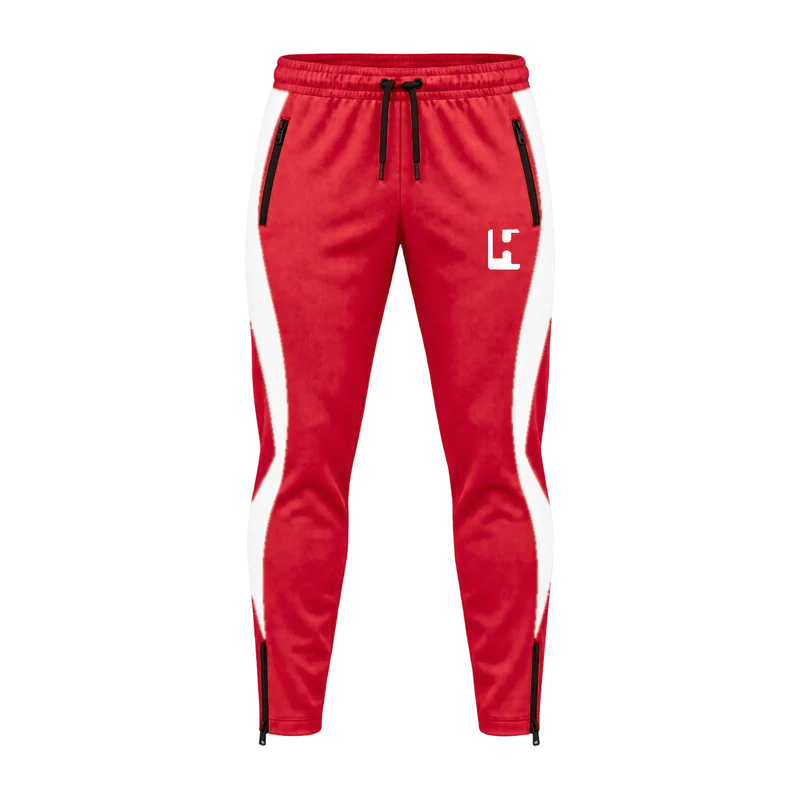 Custom Club Track Pants in Red / White, front